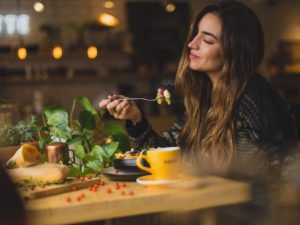 beautiful girl eating