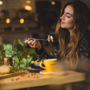 beautiful girl eating