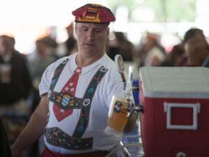 Man Pouring Beer at Oktoberfest