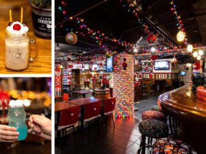 sports bar with christmas decorations